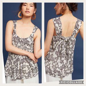 Vanessa Virginia Anthropologie XS Floral Abstract Loan Knotted Tank Top Tie Back